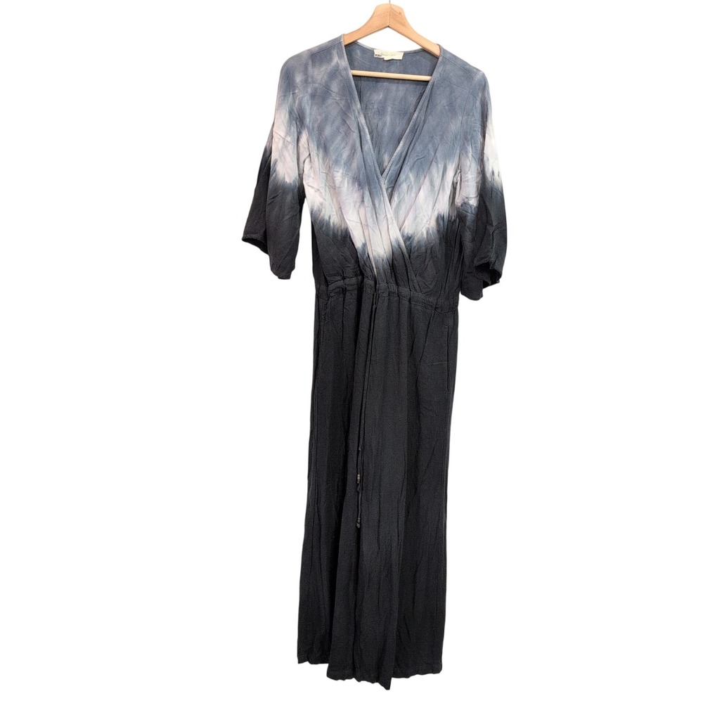 River + Sky Womens Tie Dye Wide Leg Jumpsuit Blue Grey Black XS Rayon USA Made